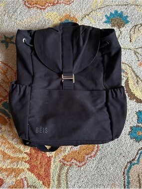 Béis The Rucksack Black Cotton Canvas Backpack Hiking Gorpcore Commuter Bag